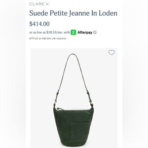NEW Clare V Dark Green Shoulder Bag